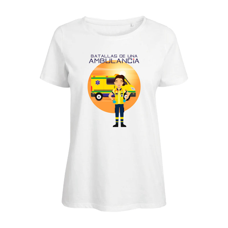Women's white t-shirt - Battles of an ambulance-zoom-