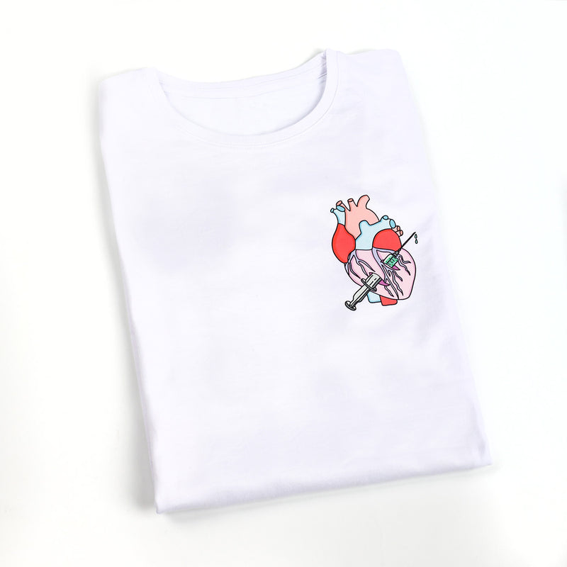 Women's white t-shirt - Rebelheart @anni.ghtingale-zoom-