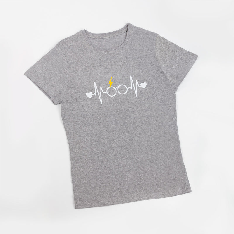 Women's grey t-shirt - printed-zoom-