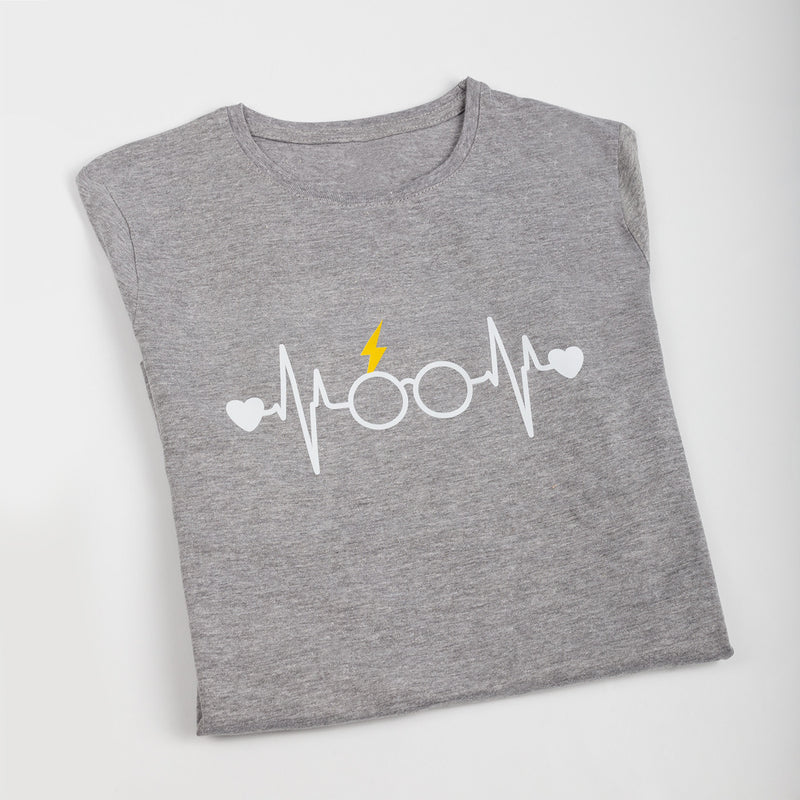 Women's grey t-shirt - printed-zoom-
