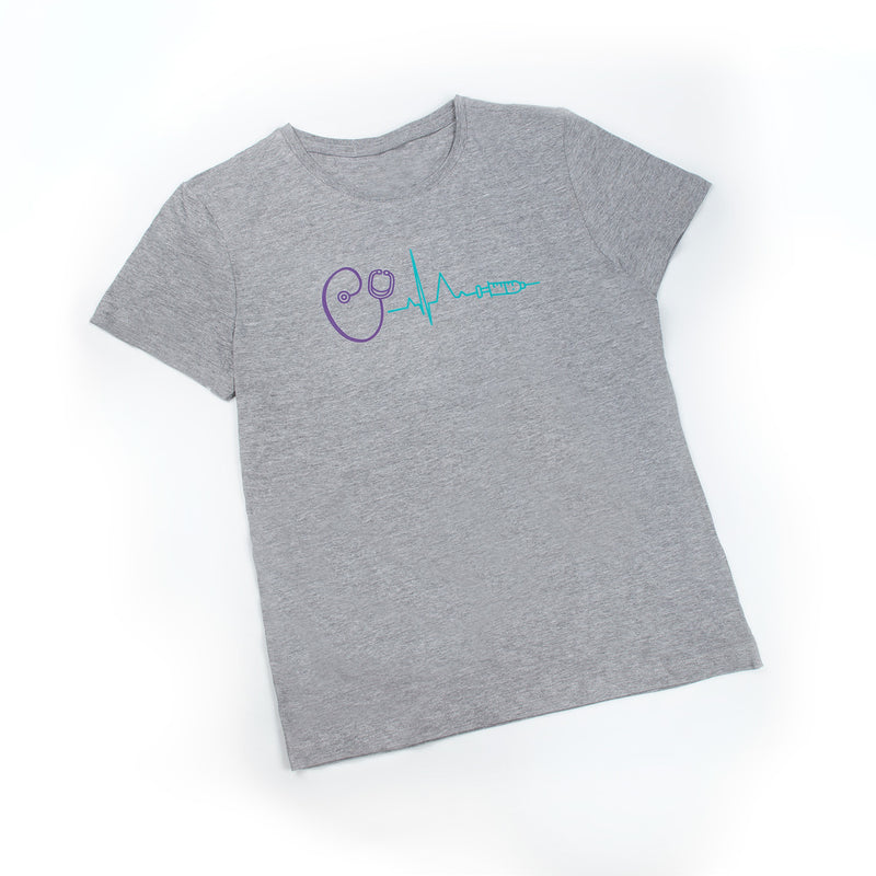 Women's grey t-shirt - printed-zoom-