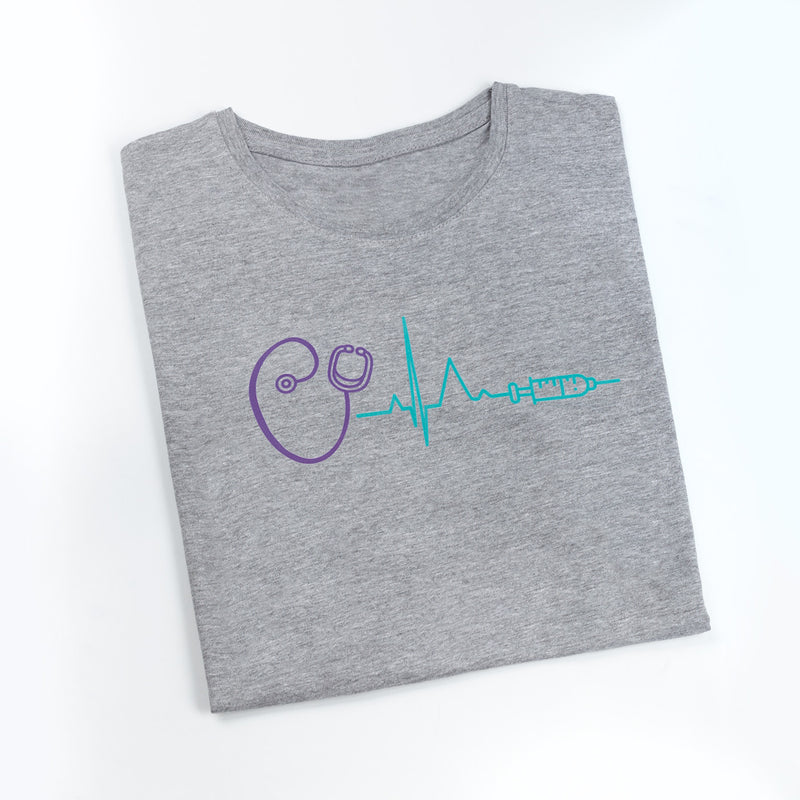 Women's grey t-shirt - printed-zoom-