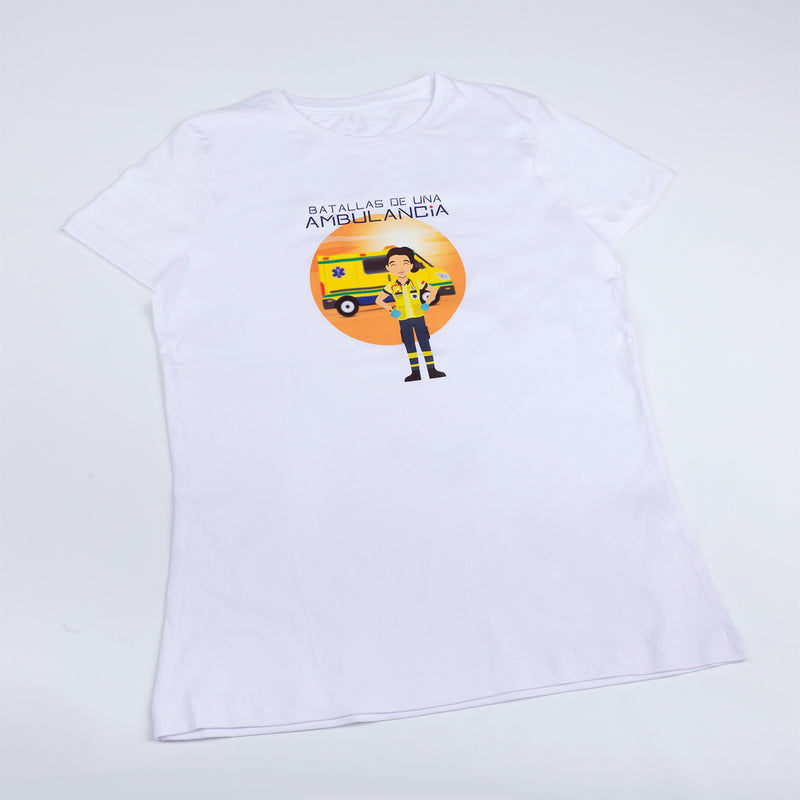 Women's white t-shirt - Battles of an ambulance-zoom-