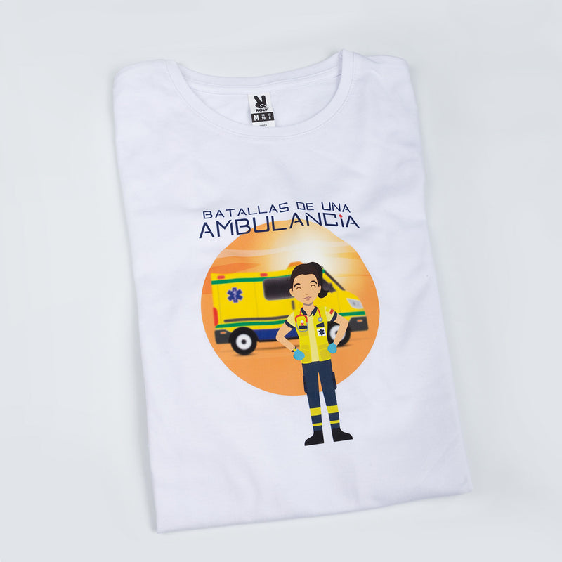 Women's white t-shirt - Battles of an ambulance-zoom-