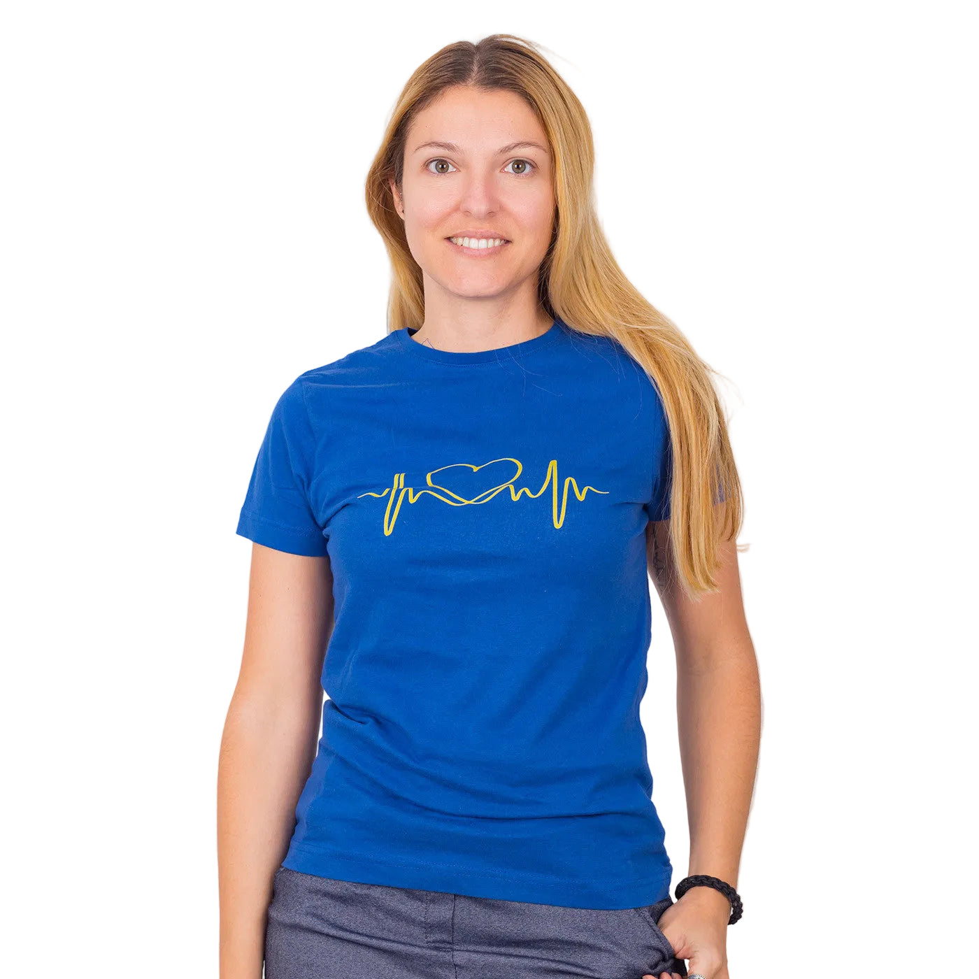 Corte femenino y entalle anatómico – camiseta azul royal