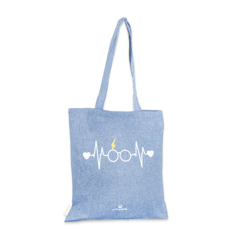 Two-tone blue tote bag - print -zoom-