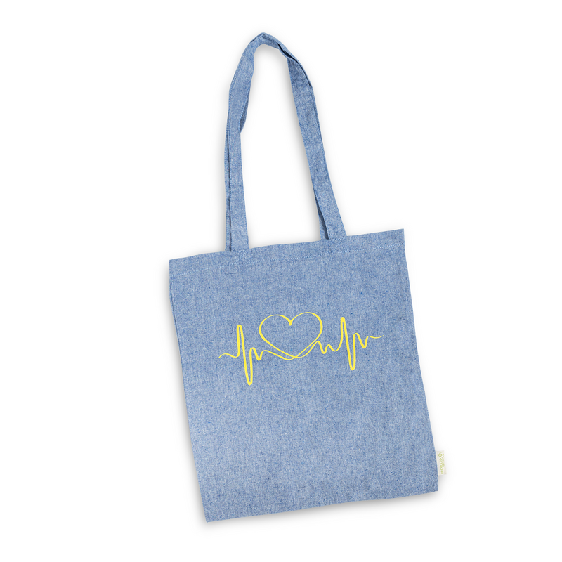 Two-tone blue tote bag - print -zoom-