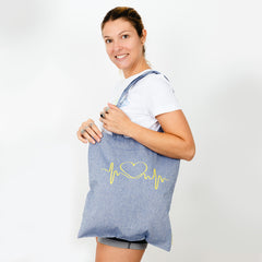 bolsa tote azul corazón