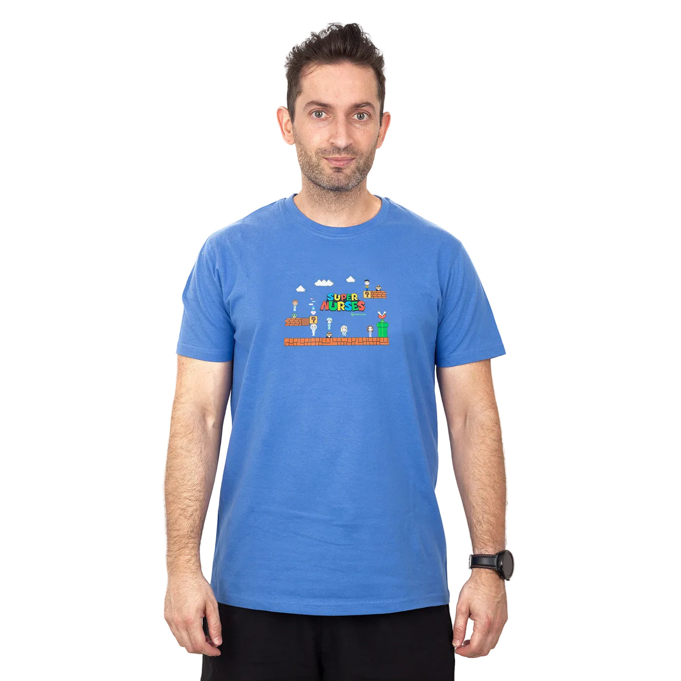 Camiseta azul clásico para hombre – vista frontal