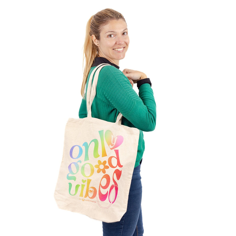 Natural cotton tote bag - Good vibes-zoom-