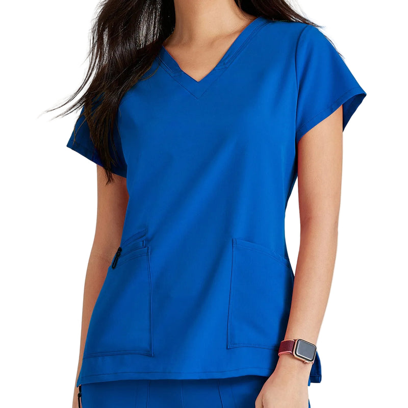 Grey's Anatomy Women's Scrub Top | Luxe360 fabric with V-neck and 4 pockets -zoom-