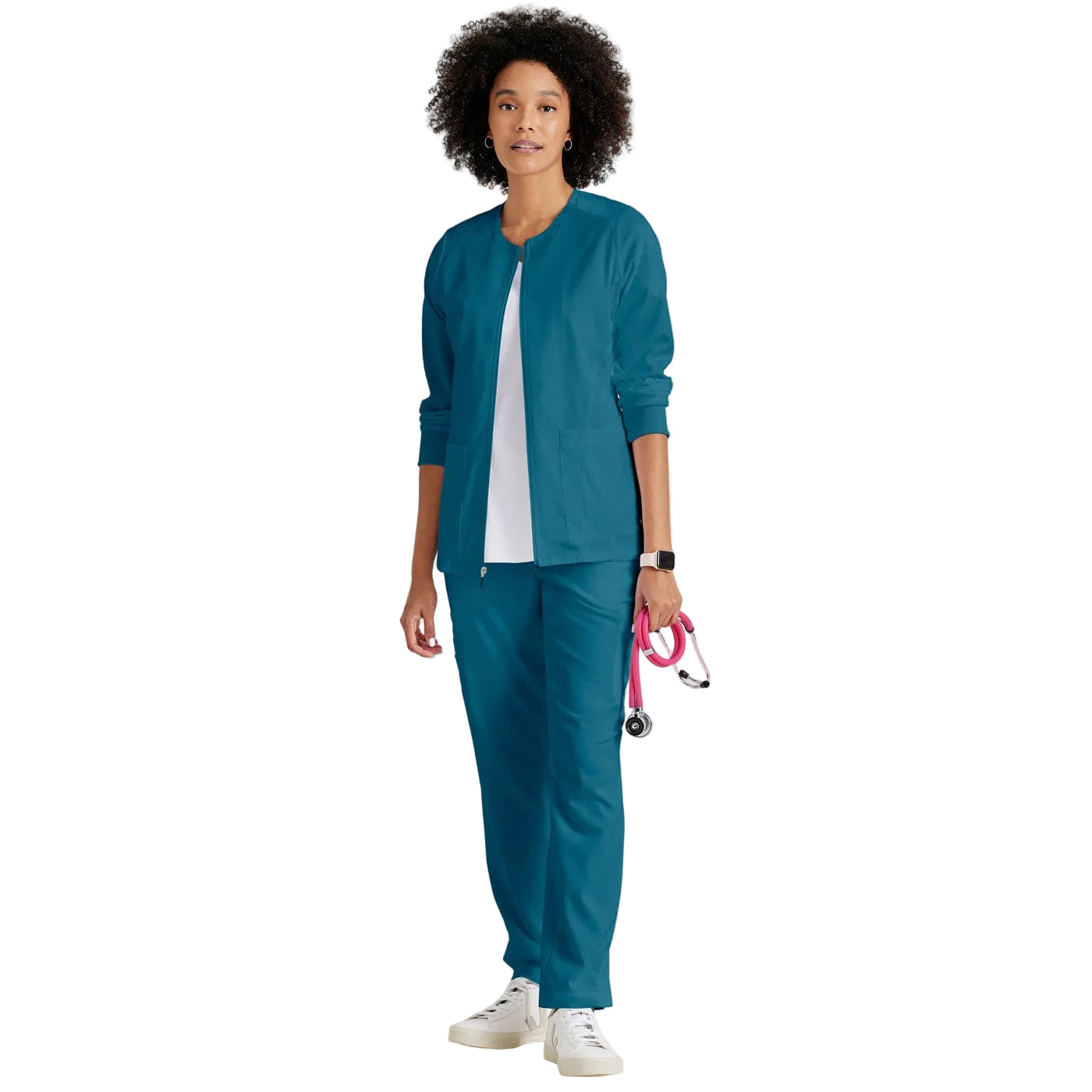 Grey's Anatomy Women's Zip Jacket, 5 Pockets, Petrol Blue -zoom-3