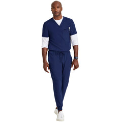 Conjunto completo de uniforme sanitario azul índigo para hombre.