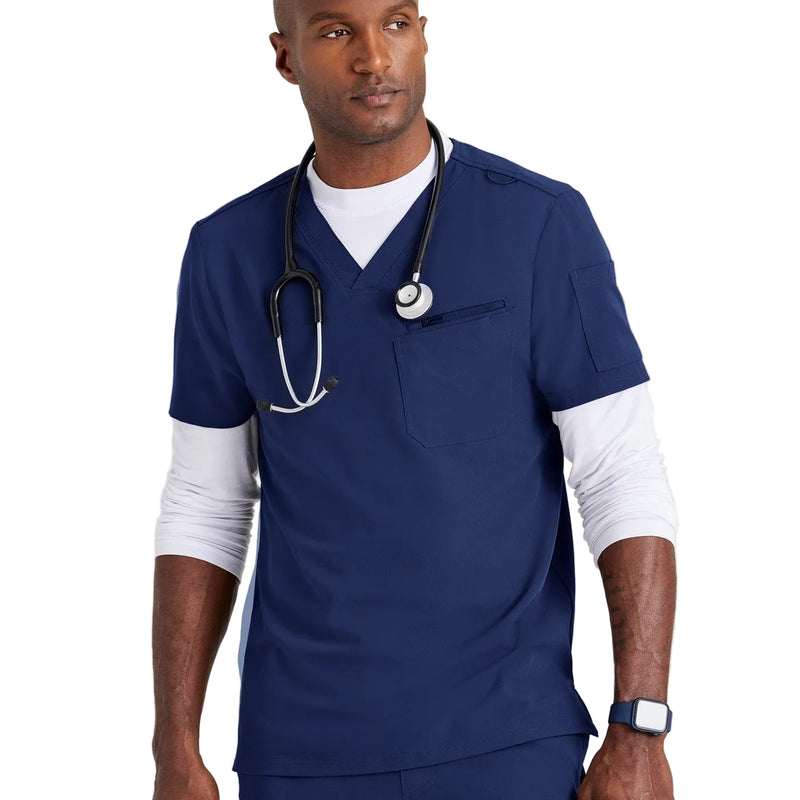 Men's Indigo Blue Scrub Top | Grey's Anatomy -zoom-