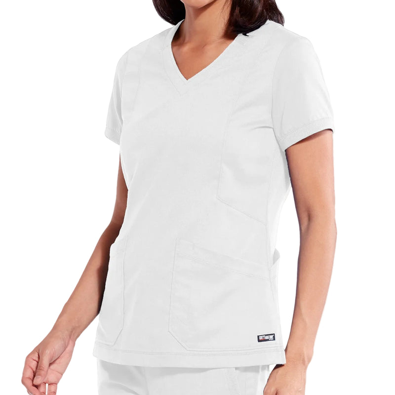 Grey's Anatomy Women's Scrub Top | V-neck, zip and tailored fit-zoom-