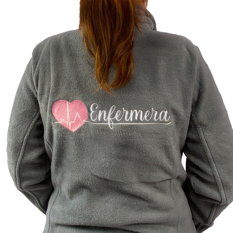 Forro Polar Sanitario Mujer Personalizado – Color Gris Veterinario-zoom-