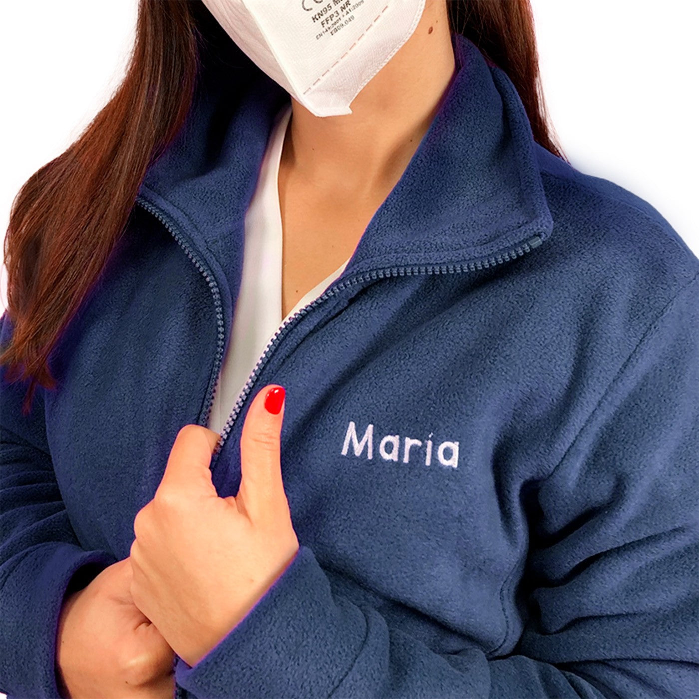 Forro Polar azul Marino mujer bordado - SalusPlay-8