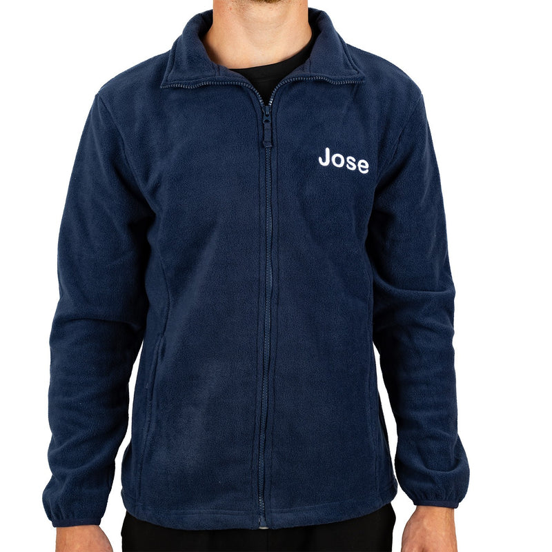 Personalized Men's Fleece Jacket - Navy Blue-zoom-
