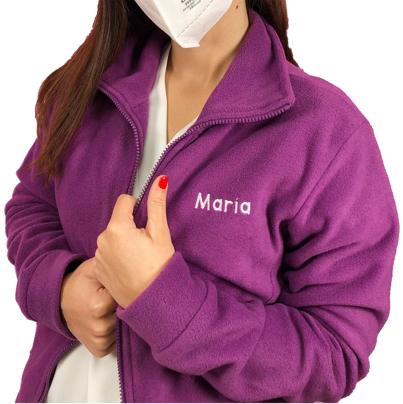 Forro Polar Sanitario Mujer Personalizado – Púrpura con bordado-13
