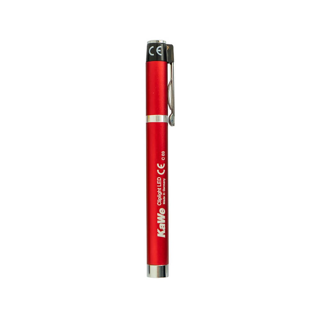 linterna pupilar en color rojo para enfermería