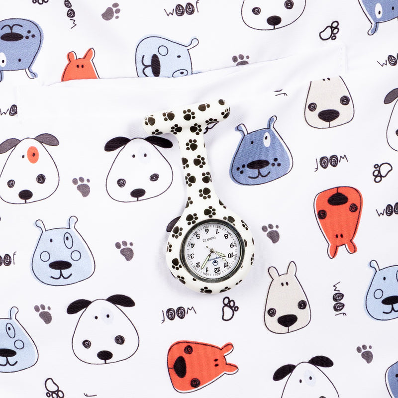 Silicone Watch for Veterinarians – Black and White Paw Prints-zoom-
