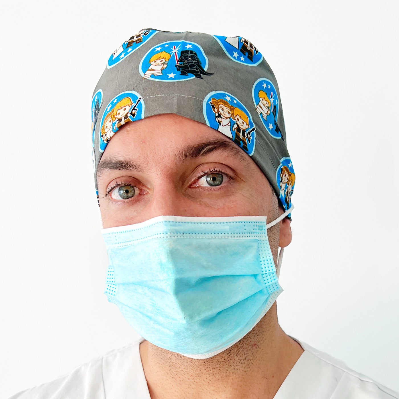 Short hair surgical cap with buttons - Printed -zoom-9
