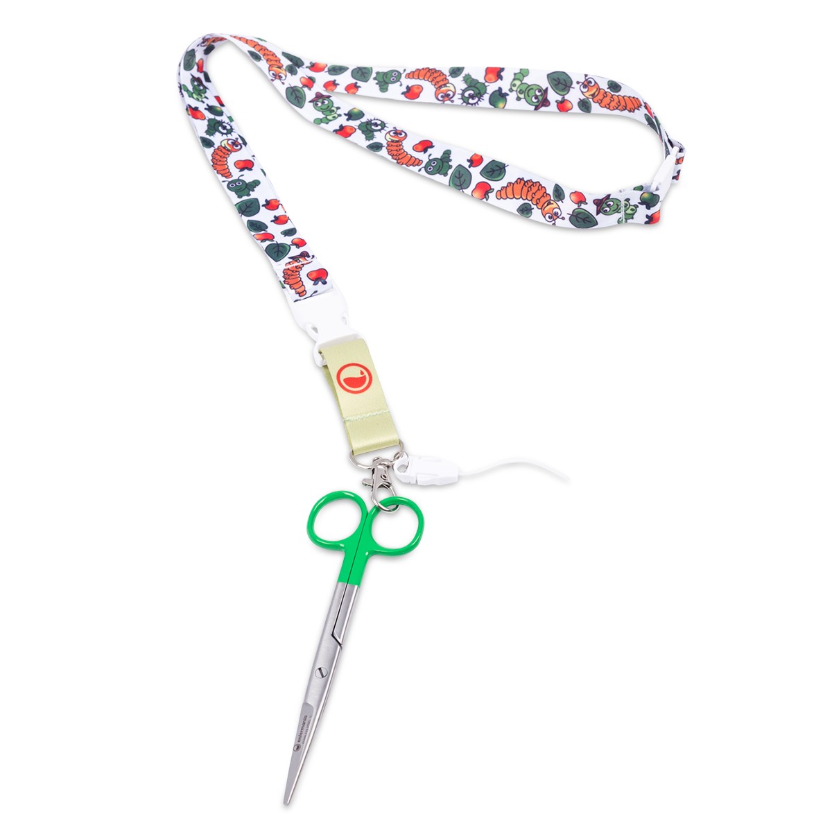 Lanyard con tijeras colgadas y diseño colorido