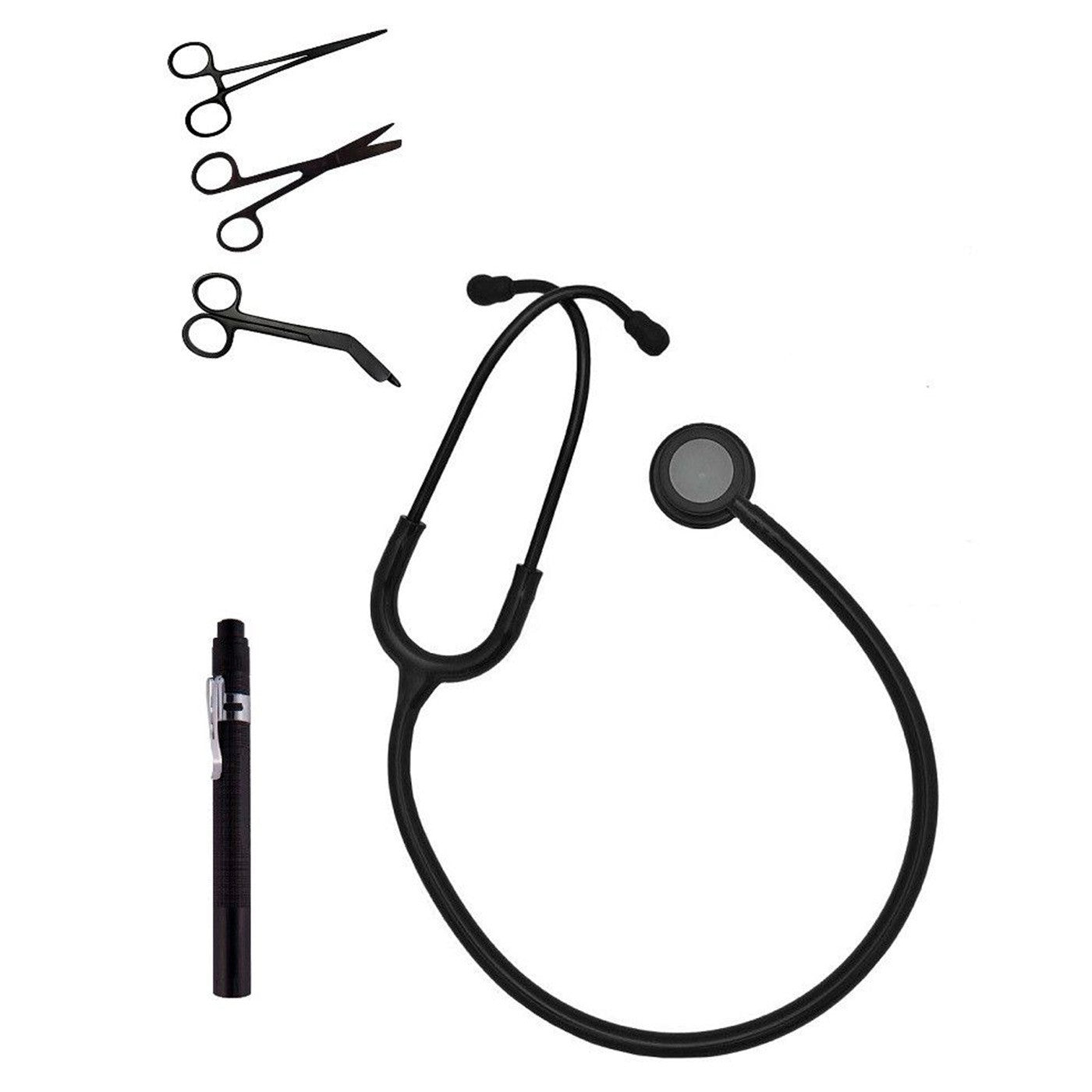 Duovitec Nursing Student Kit – Stethoscope, Penlight, and Matte Black Scissors-zoom-1