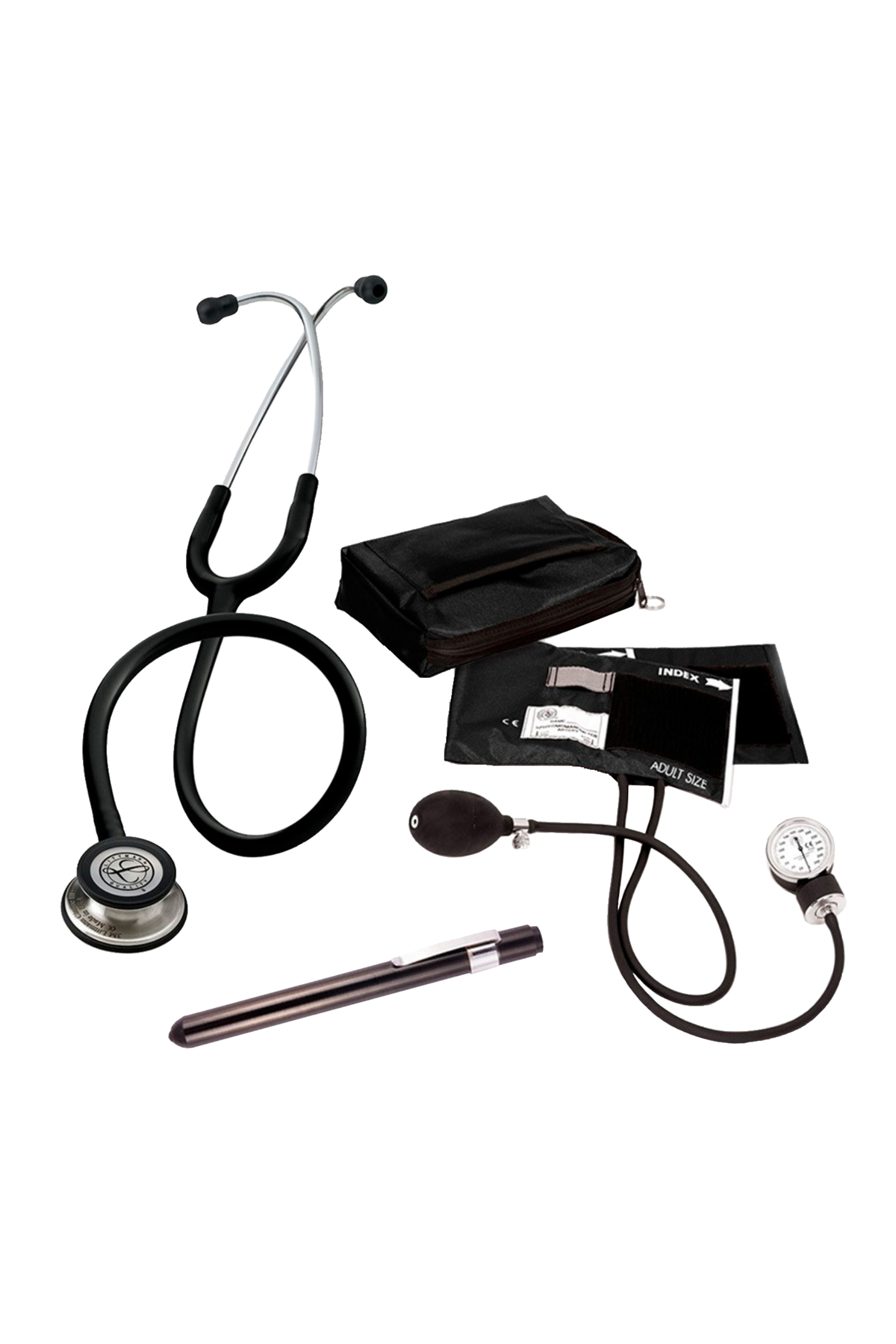 Pack con fonendoscopio littmann classic iii con tensiómetro y linterna pupilar en color negro