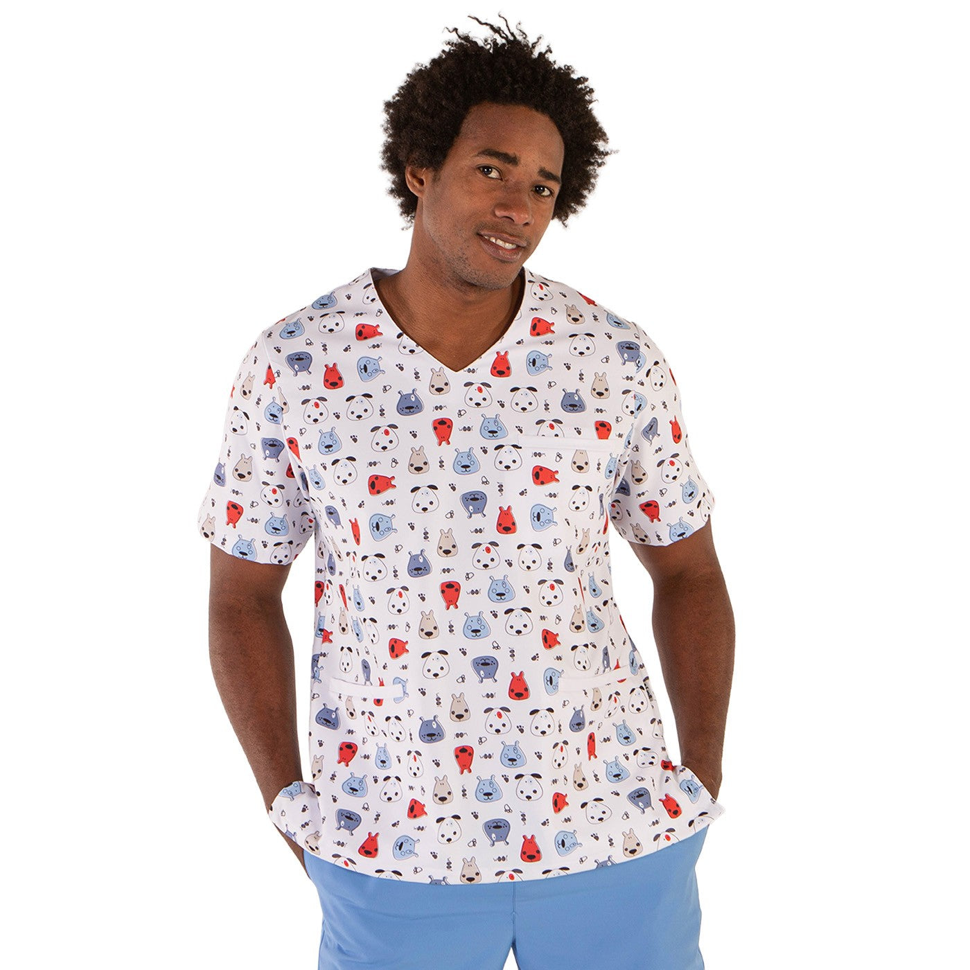 Unisex Veterinarian Uniform | Breathable and Water-Repellent Microfiber Scrub Top | Dogs -zoom-4