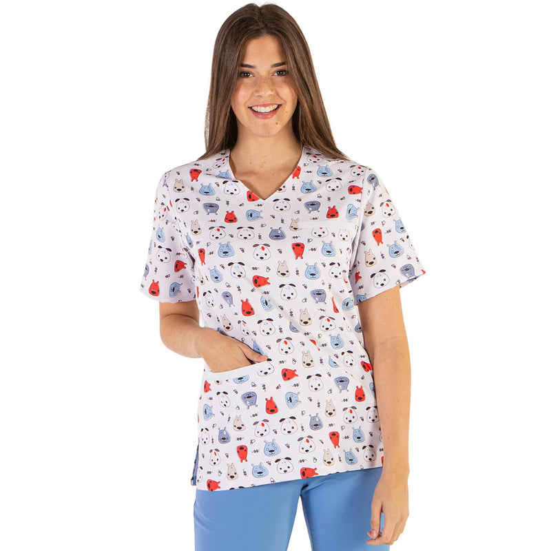 Unisex Veterinarian Uniform | Breathable and Water-Repellent Microfiber Scrub Top | Dogs -zoom-
