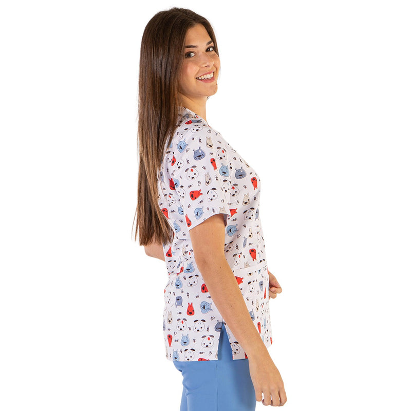 Unisex Veterinarian Uniform | Breathable and Water-Repellent Microfiber Scrub Top | Dogs -zoom-