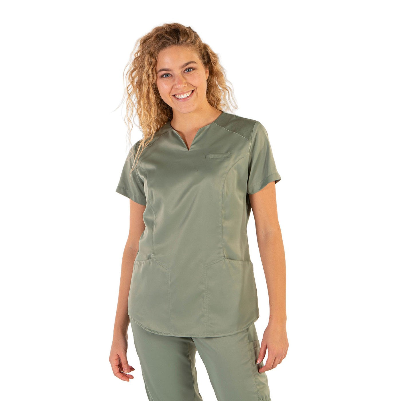 Peach Women's Medical Scrub Top -zoom-1