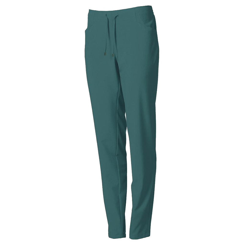 Women's slim-fit medical trousers in 360º microfiber, petrol blue -zoom-