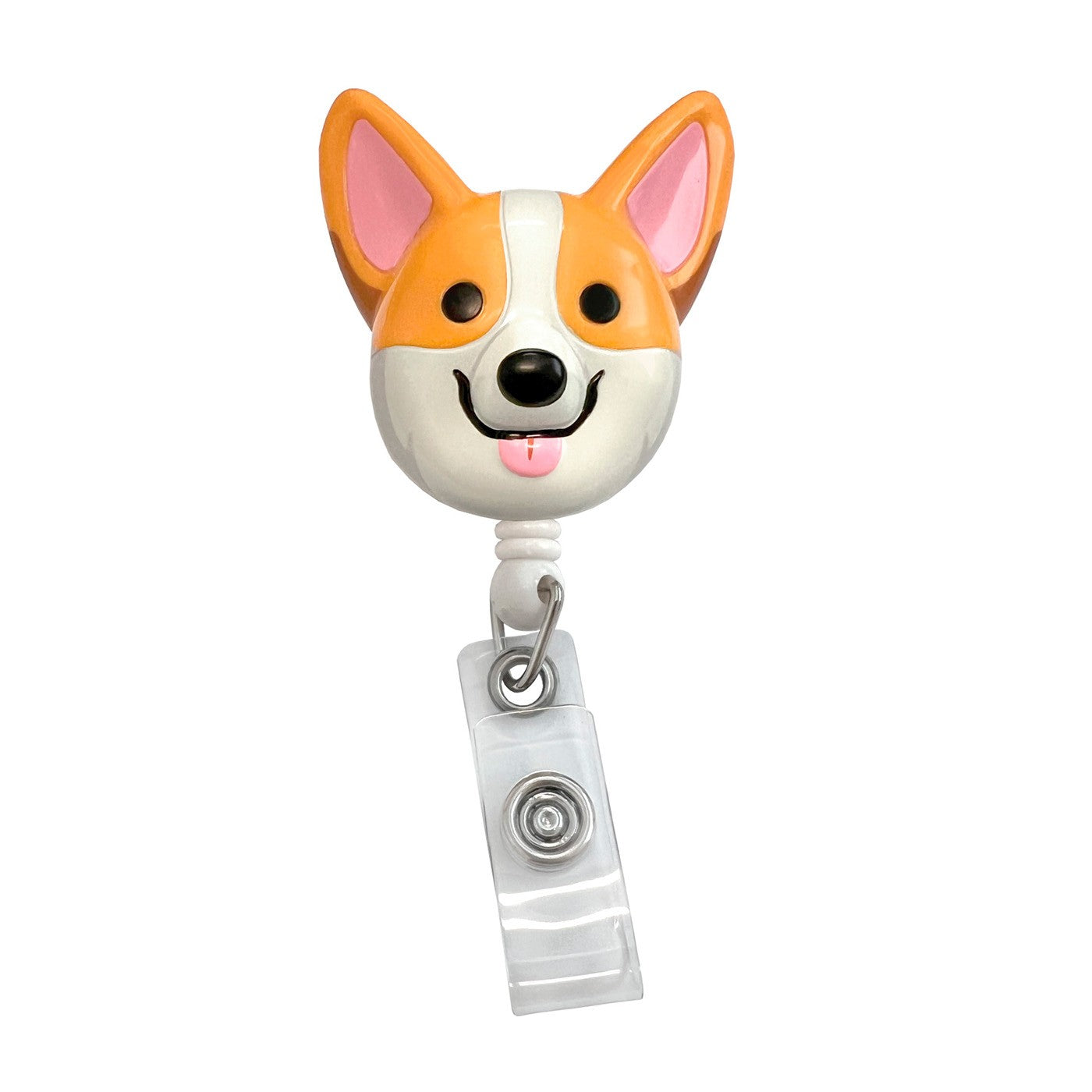 Porta tijeras / ID retráctil con pinza metálica, perro