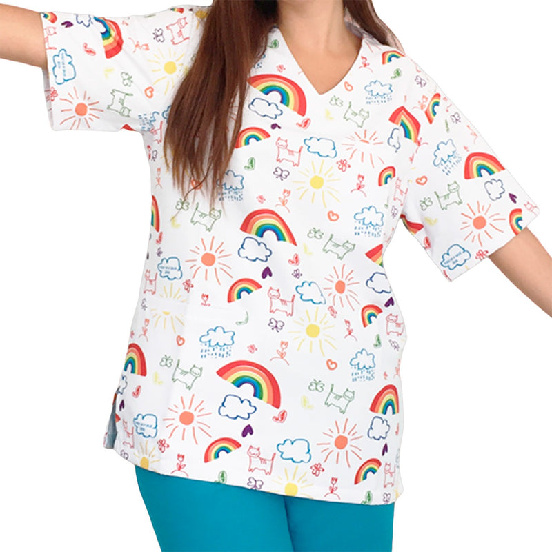 Rainbow Scrub Top | Unisex Microfiber -zoom-