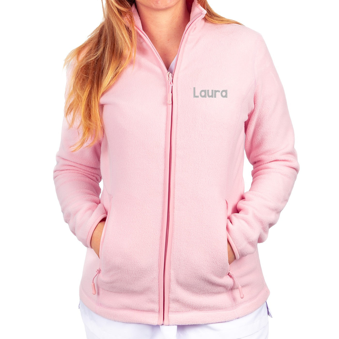 Personalized Women's Fleece Scrub Top – Sweet Pink