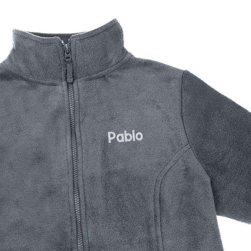 Personalized Men's Fleece Jacket - Grey with Embroidery-zoom-