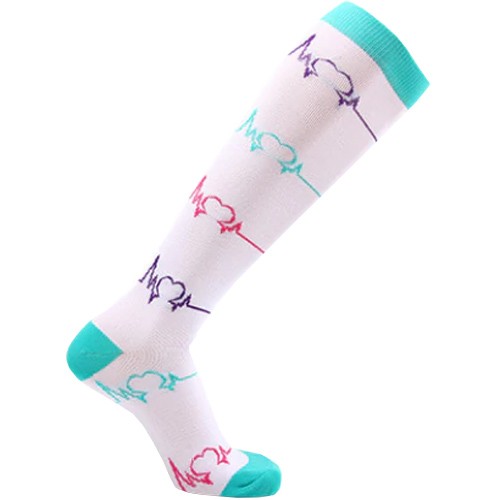 Compression Socks - EKG - White-zoom-