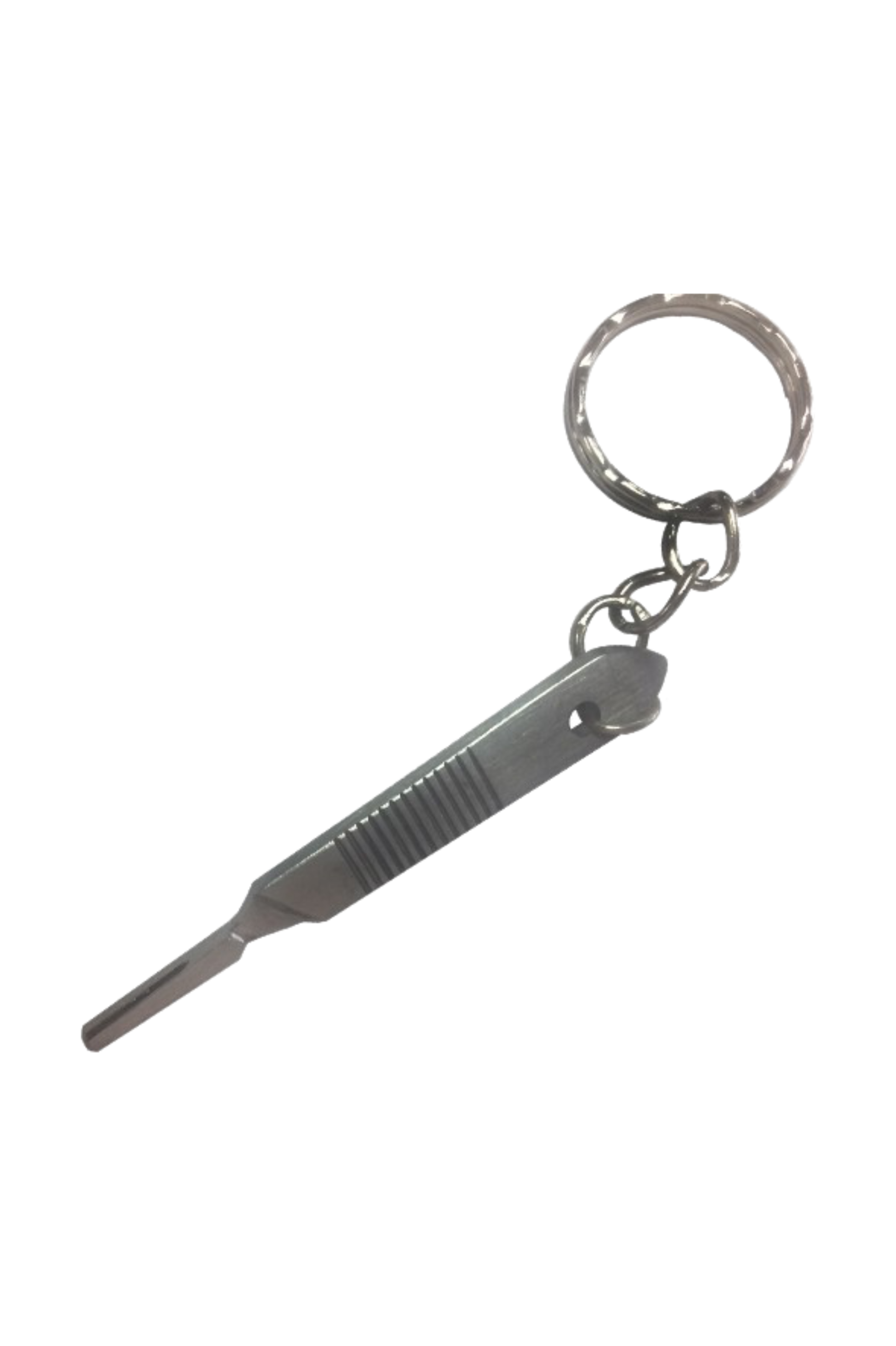 Metal keychain with scalpel handle