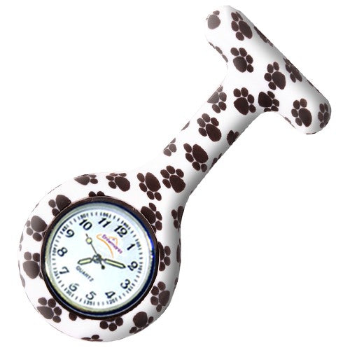 Silicone Watch for Veterinarians – Black and White Paw Prints-zoom-