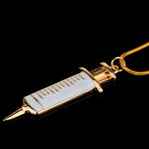 Pendants with Chain (gold/white) - Syringe + Stethoscope-4