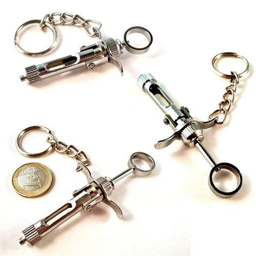 Miniature Keychain - Syringe with plunger-zoom-
