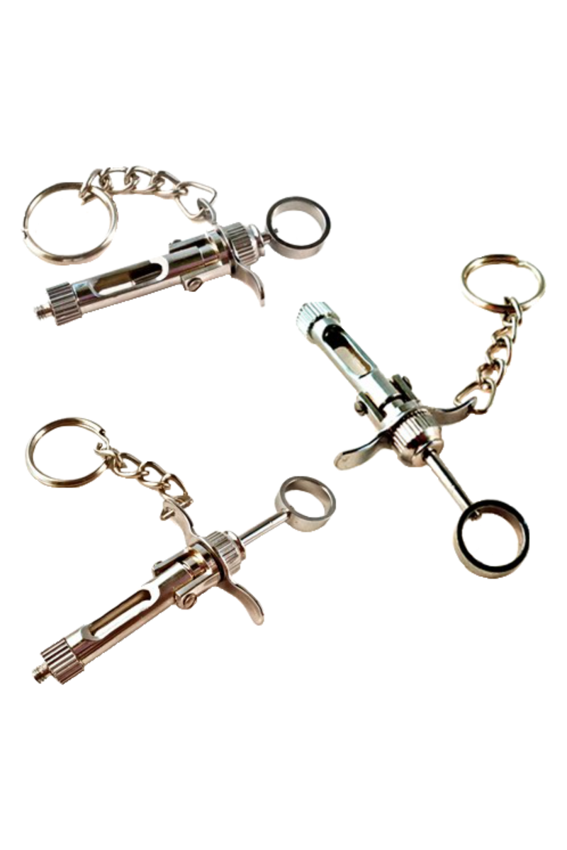Miniature Keychain - Syringe with plunger-zoom-