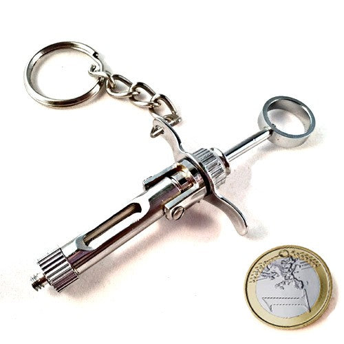 Miniature Keychain - Syringe with plunger-zoom-