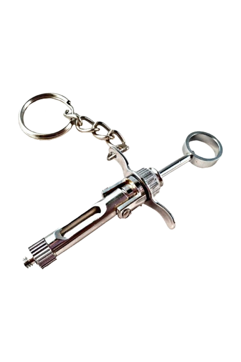 Miniature Keychain - Syringe with plunger-zoom-