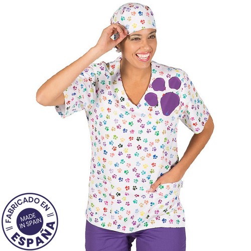 Microfiber Blouse - White Footprints -zoom-