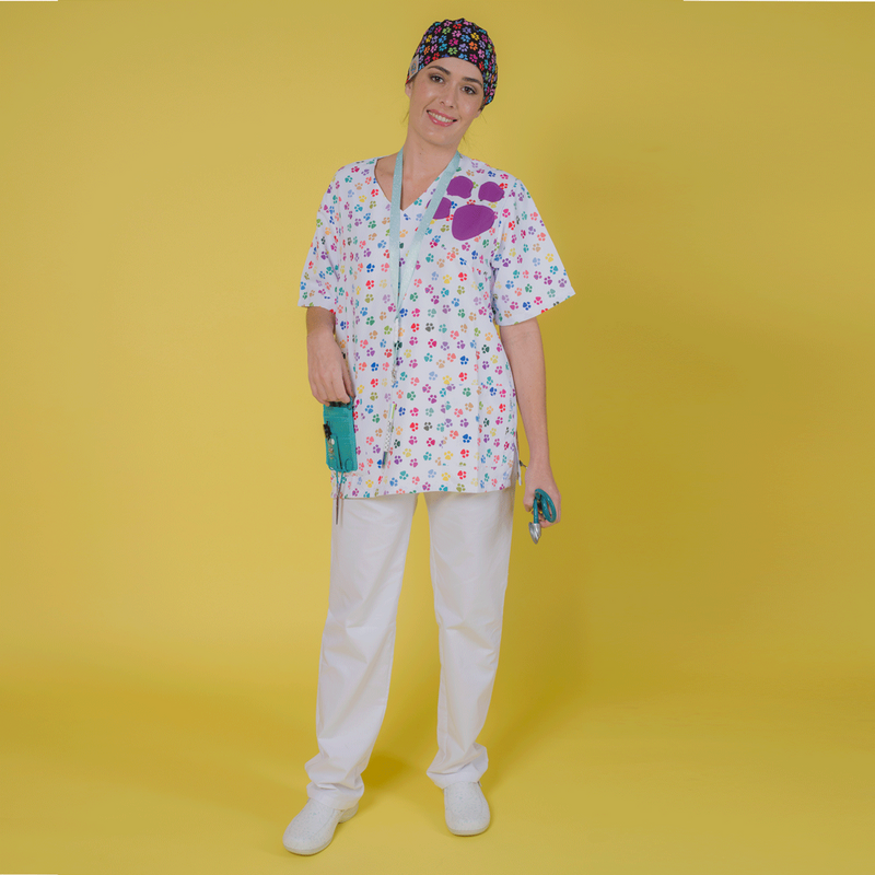 Microfiber Blouse - White Footprints -zoom-
