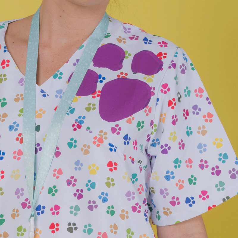 Microfiber Blouse - White Footprints -zoom-