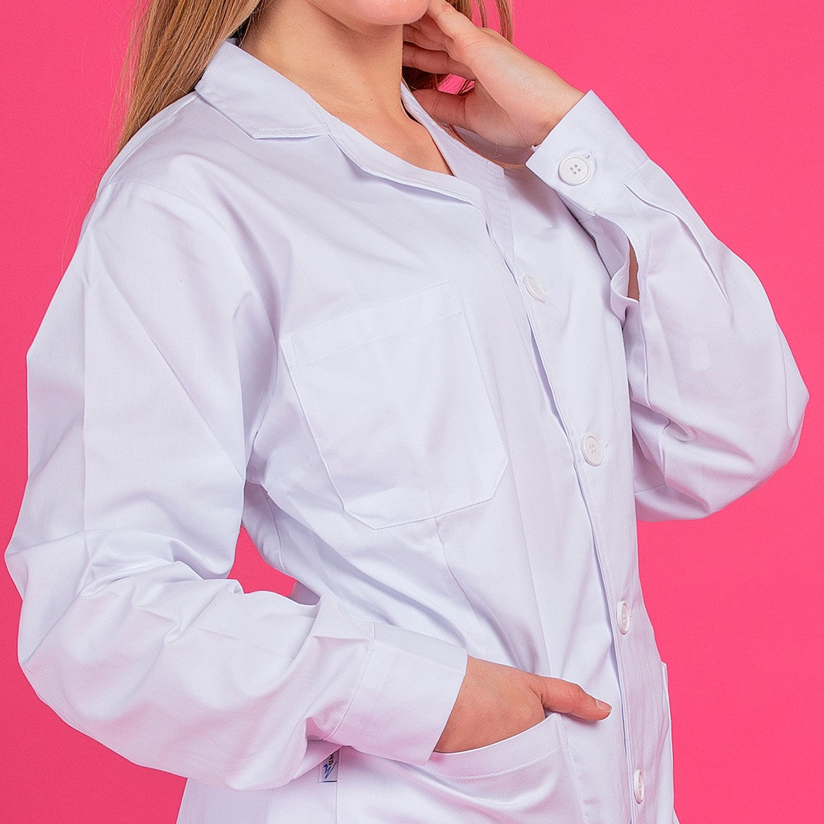 Women's white twill coat -5